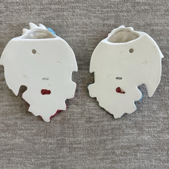 RARE HTF Vintage Lefton Mr. & Mrs. Toodles Maltese Wall Pockets - Picture 11 of 12